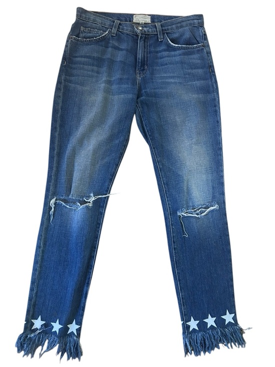 Current/Elliott Pants - Current/Elliott Star Hem Distressed Jeans Anthropologie Frayed Ankle Sz 28